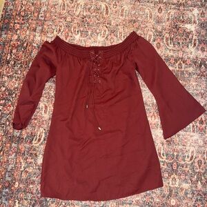 Champion Burgundy Lace-Up Blouse